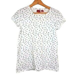 Manguun Cap Sleeve Tee White Black Stars Big Girls Size XL